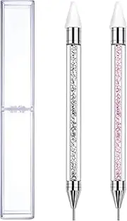 Tatuo 2 Pieces Rhinestone Picker Dotting Pen, Dual-ended Rhinestone Gems Crystals Studs Picker Wax Pencil Pen Crystal Beads Handle Manicure Nail Art DIY Decoration Tool