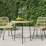 Dining Table 80 cm Tempered Glass and Steel