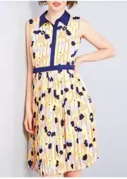 NWT Modcloth Just My Typist Size 8 Floral Pleated Shirt Dress