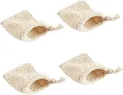 SAFIGLE 4Pcs Soap Pouch Foaming Net for Face Cleaning Drawstring Design Quick Drying Soap Bag for All Ages for Home and Travel Use