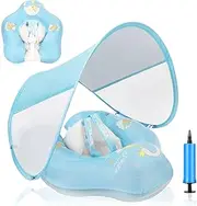 Loowarts Baby Pool Float with Canopy and Safety Seat,Infant Swim Float & Pool Float & Baby Water Float & Swimming Floats UPF50+ UV Protection for Kids from 3 to 36 Months.(S:3-12 Month/L:6-36 Month)