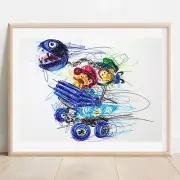 Baby Mario and Luigi Ballpoint Pen Print, Super Mario Art Poster