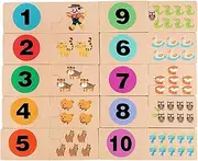 Number Puzzles for Toddler 1-3,Portable Educational Wood Number Toys | Colorful Kindergarten Learning Games for Learning Classroom Homeschool Family Game Night