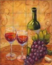 Ceramic Tile Mural Backsplash Margosian Chianti Wine Grape Tuscan Art JM038