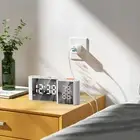 J S-shaped Dual Mirror Digital Alarm Clock 6'' Dimmable Large LED Display W 5