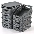 Plastic Storage Baskets With Lids Small Pantry Organization Stackable Storage