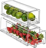 Sorbus Fridge Drawers - Clear Stackable Pull Out Refrigerator Organizer Bins - Food Storage Containers for Kitchen, Refrigerator, Freezer, Vanity & Fridge Organization and Storage (2 Pack | Small)