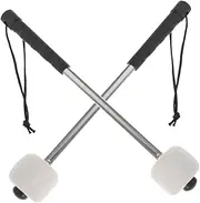 ERINGOGO 2Pcs Felt Head Drum Mallets with Stainless Steel Handle Lightweight Percussion Sticks for Bass Drum Snare Drum More Comfortable Non Slip Grip for Extended Use
