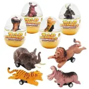 UMEELR 4 Pcs Prefilled Easter Eggs with Wild Pull Back Cars Toys Jumbo Animal