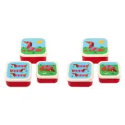 2x 3pc Rex London Kids Plastic Snack/Lunch Box Storage Square Set Sausage Dog