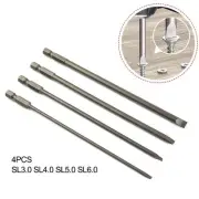 Screwdriver Bit 150mm Long 4pcs 6.25mm 1 4 Inch Flat Head Alloy Steel