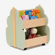 Costway Tree-like Silhouettes Bookshelf Bookcase Book Storage Organizer w/Swivel Wheels