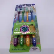 Guru Nanda Kids Soft Bristle 4 Pack Toothbrushes Non Slip Grip