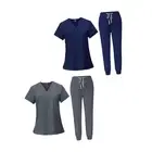 Chic Women's Scrub Ensemble with V-Neck Top And Pants