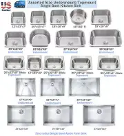 New Topmount / Undermount Stainless Steel Single Bowl Kitchen Sink Assorted Size