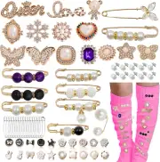 70 Pcs Charms for Socks - Junk Socks Kit for Women DIY Bling Safety Pins Bulk -