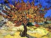 Art Van Gogh Mulberry Tree Mural Travertine Backsplash Tile #1384