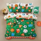 6Pcs Bed in A Bag Twin Sports Comforter Set, Rugby Ball Jersey Patchwork Prin...
