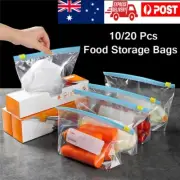 20 Pcs Reusable Zip Lock Food Storage Freezer Bags Resealable Plastic Bag Large