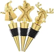 PAMINGONO 3pcs Christmas Wine Corks Wine Stoppers Christmas Wine Bottle Stopper Wine Toppers for Wine Bottles Wine Stoppers Bulk Christmas Wine Bottle Covers Xmas Wine Corks Bottle Caps