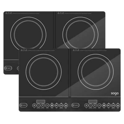 NNEAGS 2X Cooktop Portable Induction LED Electric Double Duo Hot Plate Burners C