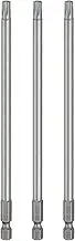 uxcell 3pcs T30 Torx Head Screwdriver Bit 1/4" Hex Shank 6" (150mm) Long Magnetic No Hole Tip Tamper Proof 6 Point Star Screw Driver Drill Bits S2 Steel Industrial Power Screwdrivers