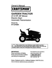 Owner’s Manual Sears Craftsman 27.0 HP Lawn Tractor w/ 48” Mower - 917.275281