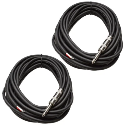 2 SEISMIC AUDIO 25' Raw Wire-1/4" PA/DJ SPEAKER CABLES