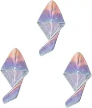 Baluue 3pcs Rainbow Hair Drying Caps for Women Quick Dry Towels Shower Tricorne for Home Travel Beauty Salon Soft Absorbent Lightweight Hair Care