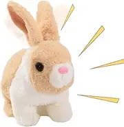 Interactive Bunny Toy,Electric Jumping Rabbit Figurine Interactive - Walking Bunny Plush Toy for Girls Boys Kids Children