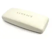 NEW Versace Small Hard White With Gold Clamshell Eyeglasses Case With Cloth