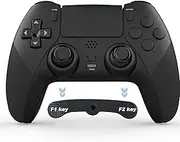 Holilo Wireless Controller für PS-4, Gamepad Controller kompatibel mit PS-4/Pro/Slim mit Programmierbare Tasten, 6-Achsen Gyro Sensor, Dual Vibration, Touchpane, Turbo-Schwarz