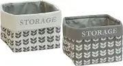 Square Fabric Storage Bins Set [2 Pack] ,Storage Baskets,Canvas Fabric Storage Boxes, Foldable/Collapsible Nursery Basket ,Home Organization (Classic leaves)