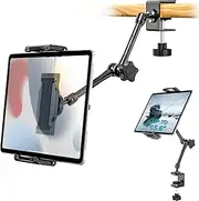 EXSHOW Kitchen Tablet Mount for Cabinet, [Up to 15.6"] 360° Metal Arm Under Cabinet Tablet Holder, Shelf/Desk/Counter Clamp Stand for iPad Pro 13 Air Mini, Galaxy Tab, Fire, iPhone, 6.1-15.6" Devices