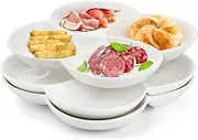 Homodoskey 3 Pack Porcelain Divided Serving Tray, White Appetizer Tray Platter for Chips and Dip, 5 Compartments Decorative Fruit Veggie Tray Candy Snacks Dishes (Oval)