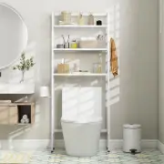 Costway3-Tier Over The Toilet Storage Shelf with Adjustable Adjustable Bottom Bar-White