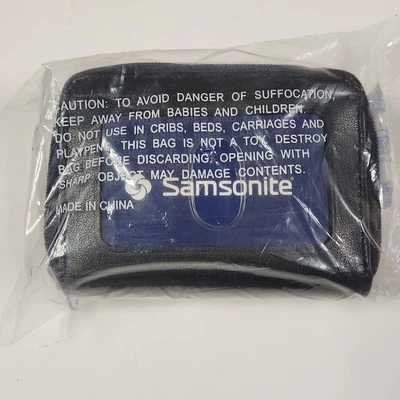 Samsonite Black Leather Card Holder Wallet With Zip Closure New In Sealed