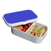 Lunch Box Food Container Snack Picnic Authentic Wood Strap Cutlery Blue