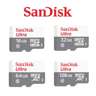 【SanDisk】 128G 64G 32G ULTRA MicroSD 100MB/S UHS-I C10 記憶卡