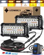 7 Inch LED Light Bar Kit with Rocker Switch 6 Modes White&Amber 6