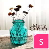 在飛比找PChome24h購物優惠-【Meric Garden】湛藍晶透水立方藝術裝飾玻璃花器花