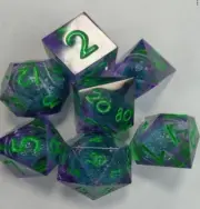 Galactic Dice Premium Dice Sets - Purple & Blue Liquid Core Sharp Resin Set of 7