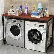 Washing Machine Cabinet Storage Rack Above The Washing Machine, Washing Machine Shelf with Shelves, Steel Frame Toilet Storage Cabinet 95 * 60 * 130cm(Dark Walnut)