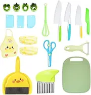 Safe Knife Kid Toddler Kitchen Set for Real Cooking, Toddler Montessori Kitchen Tool Toy for Lillte Girl Boy Age 3-10, Gifts for 3 4 5 6 7 8 9 10 Year Old Girl Boy Birthday Christmas