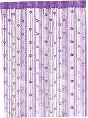 Beaded Door Curtain 39x79'' String Curtain with Removable Rose Rod Pocket Thread Flower Doorway Beads Curtains Room Divider Hanging Fringe Curtains for Wedding Bathroom Decor Style 1-