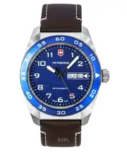 Victorinox Swiss Army Antimagnetic Swiss Made Leather Strap Blue Dial Quartz 242040 100M Men's Watch
