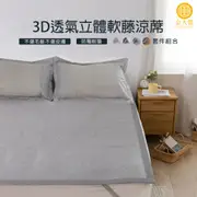 【金大器】頂級透氣軟藤涼蓆-多規格三件組 3D 透氣散熱 蜂巢藤蓆竹蓆 夏季涼蓆 紙纖涼蓆 透氣涼蓆 床蓆 涼墊 涼感蓆