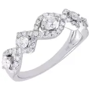 Diamond Infinity Wedding Band Ladies White Gold Round Anniversary Ring 0.84 Tcw.