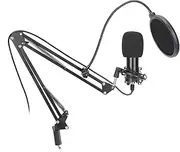 Microphone Condenser Set,Mic Kit with USB and Adjustable Arm for Recording Gaming 20Hz‑20KHz