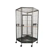 YES4PETS 162cm Large Corner Bird Cage Pet Parrot Aviary Perch Castor Wheel